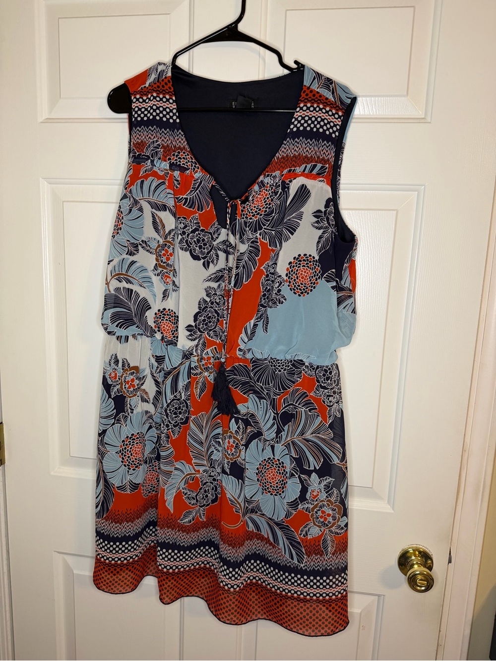 Enfocus Women Floral Midi Dress With Tassles Sleeveless Size 18W